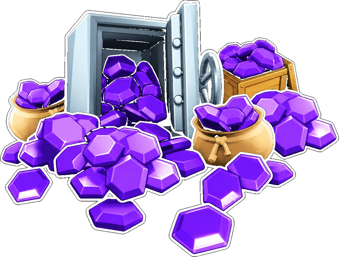 Purple Stumble Guys gems pile